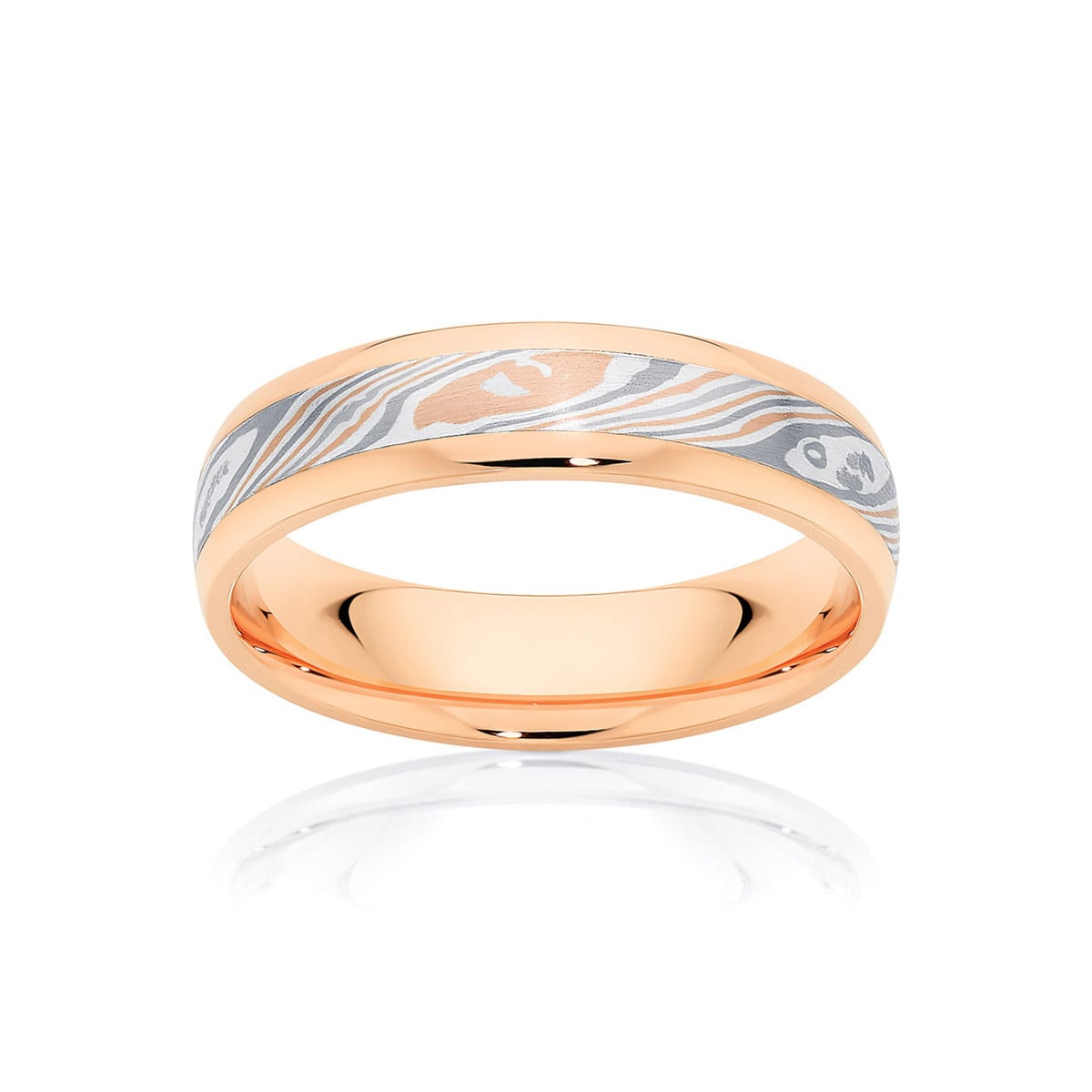 Mens Two Tone Wedding Ring in Mokume | Mokume Redgum