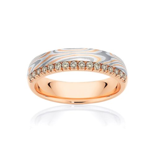 Womens Mokume Champagne Diamond Wedding Ring | Mokume Salt Lake