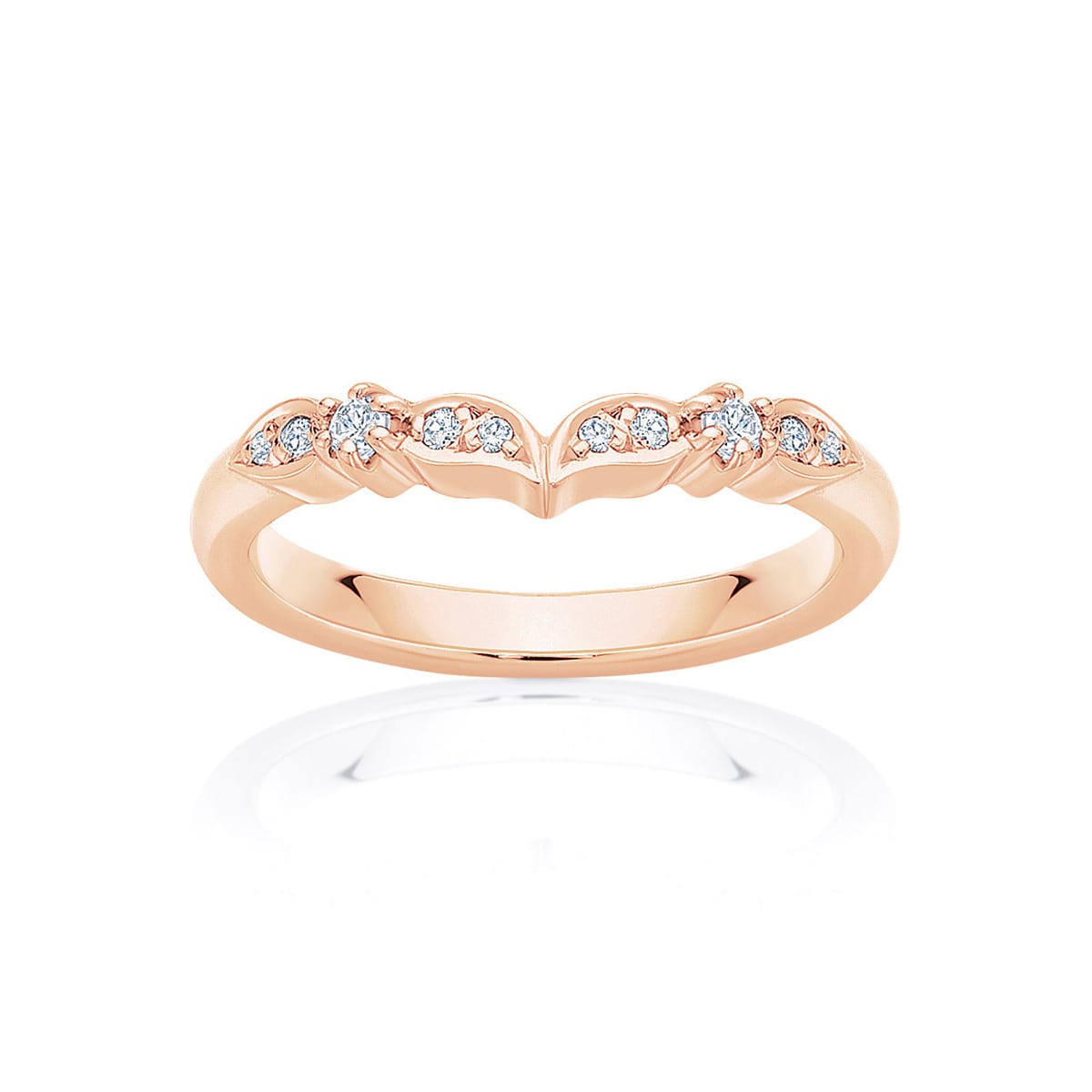 Womens Contoured Vintage Diamond Wedding Ring in Rose Gold | Paisley
