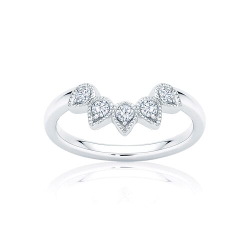 Womens Contoured Vintage Diamond Wedding Ring in Platinum | Rain Drops