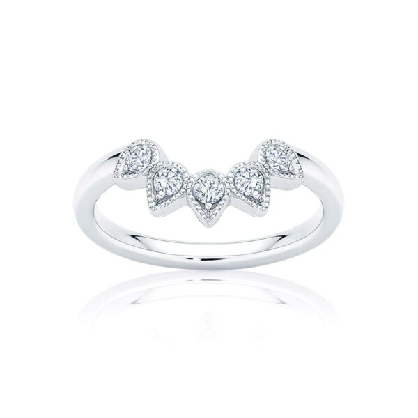 Womens Contoured Vintage Diamond Eternity Ring in White Gold | Rain Drops