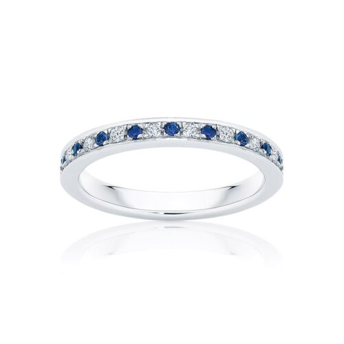 Womens Diamond and Sapphire Wedding Ring in Platinum | Santorini