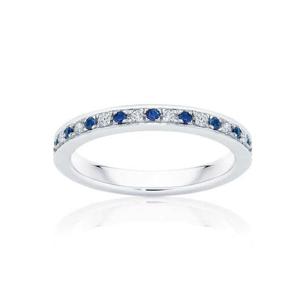Womens Diamond and Sapphire Eternity Ring in Platinum | Santorini