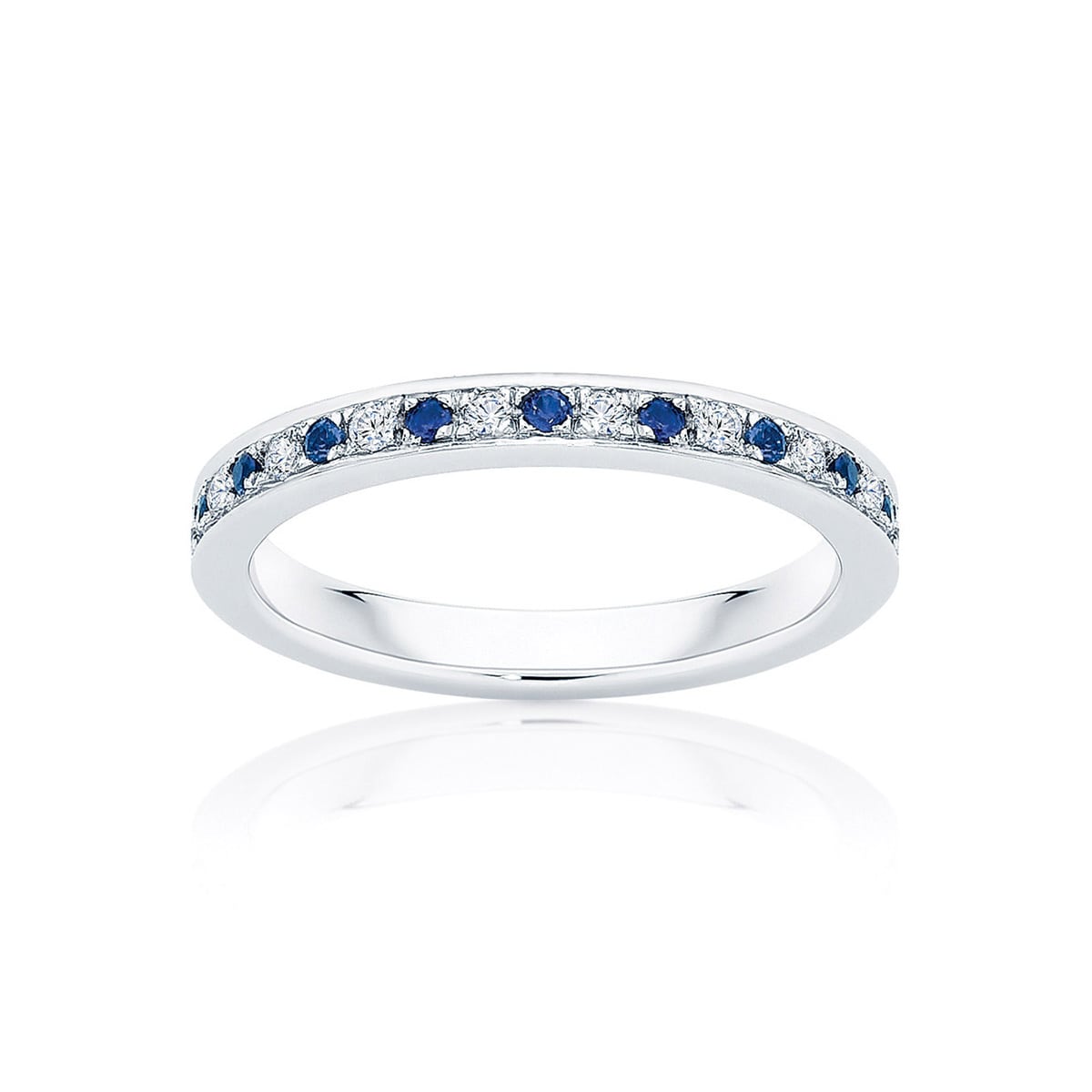 Womens Diamond and Sapphire Wedding Ring in Platinum | Santorini