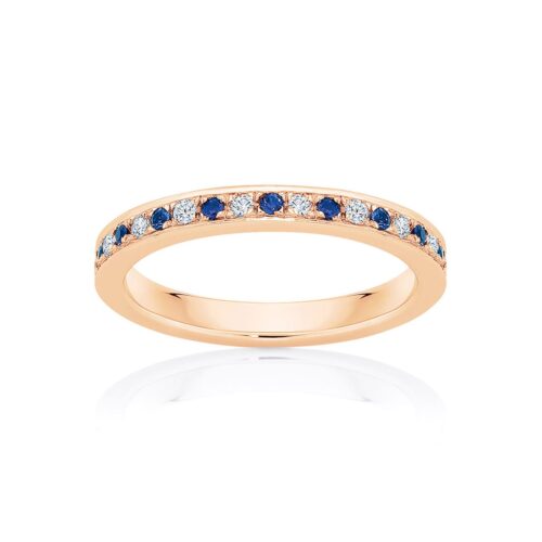 Womens Diamond and Sapphire Wedding Ring in Rose Gold | Santorini