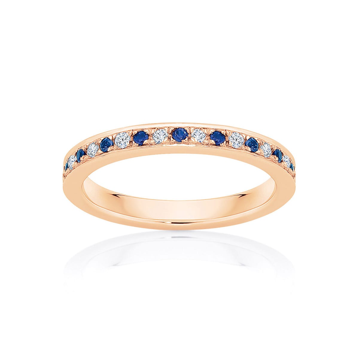 Womens Diamond and Sapphire Wedding Ring in Rose Gold | Santorini