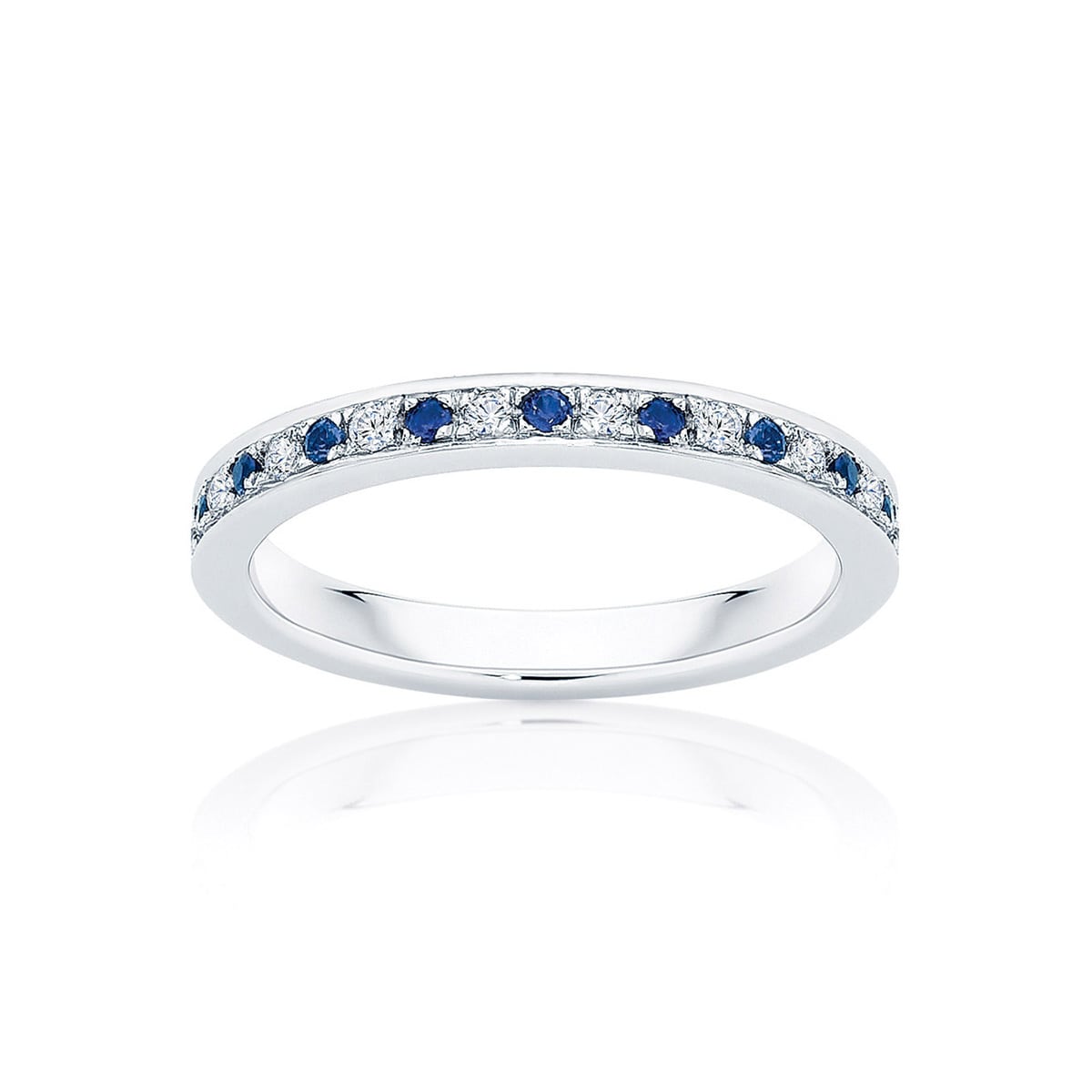 Womens Diamond and Sapphire Wedding Ring in White Gold | Santorini