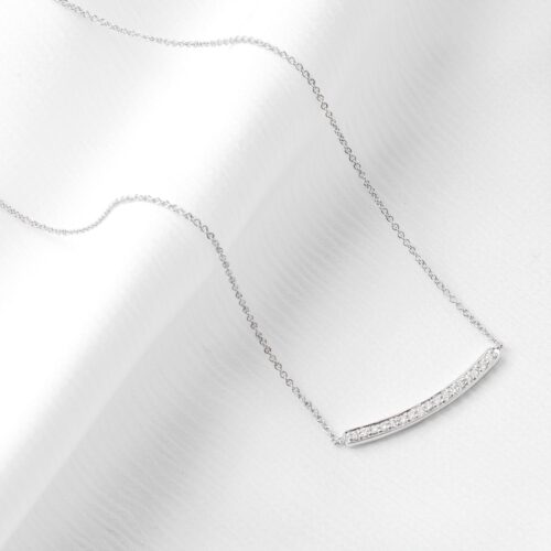 White Gold Bead Set Diamond Curve Necklet