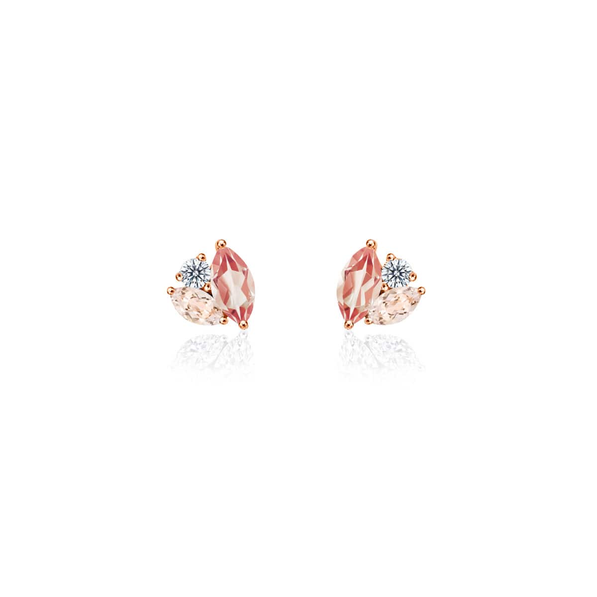 Rose Gold Blush Lily Studs with Morganite and Tourmaline