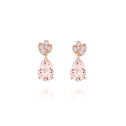 Rose Gold Juni Diamond Studs with Morganite Pear Drop