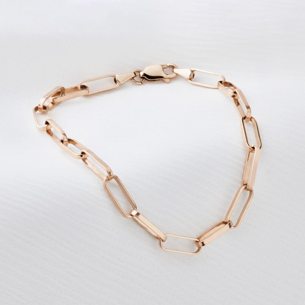 Rose Gold Paperclip Chain Bracelet Larsen Jewellery