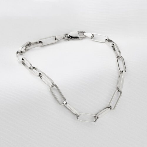 White Gold Paperclip Chain Bracelet | Larsen Jewellery