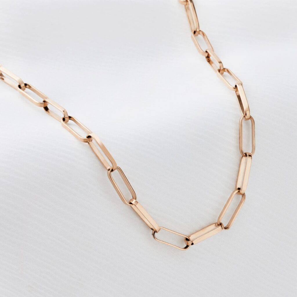Rose Gold Paperclip Chain Necklace Larsen Jewellery