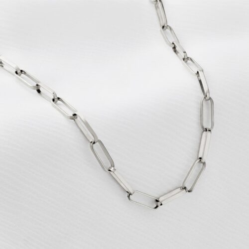 White Gold Paperclip Chain Necklace Larsen Jewellery
