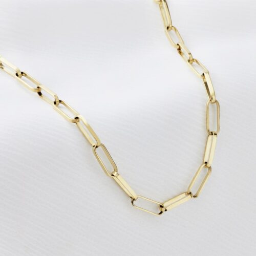 Yellow Gold Paperclip Chain Necklace | Larsen Jewellery