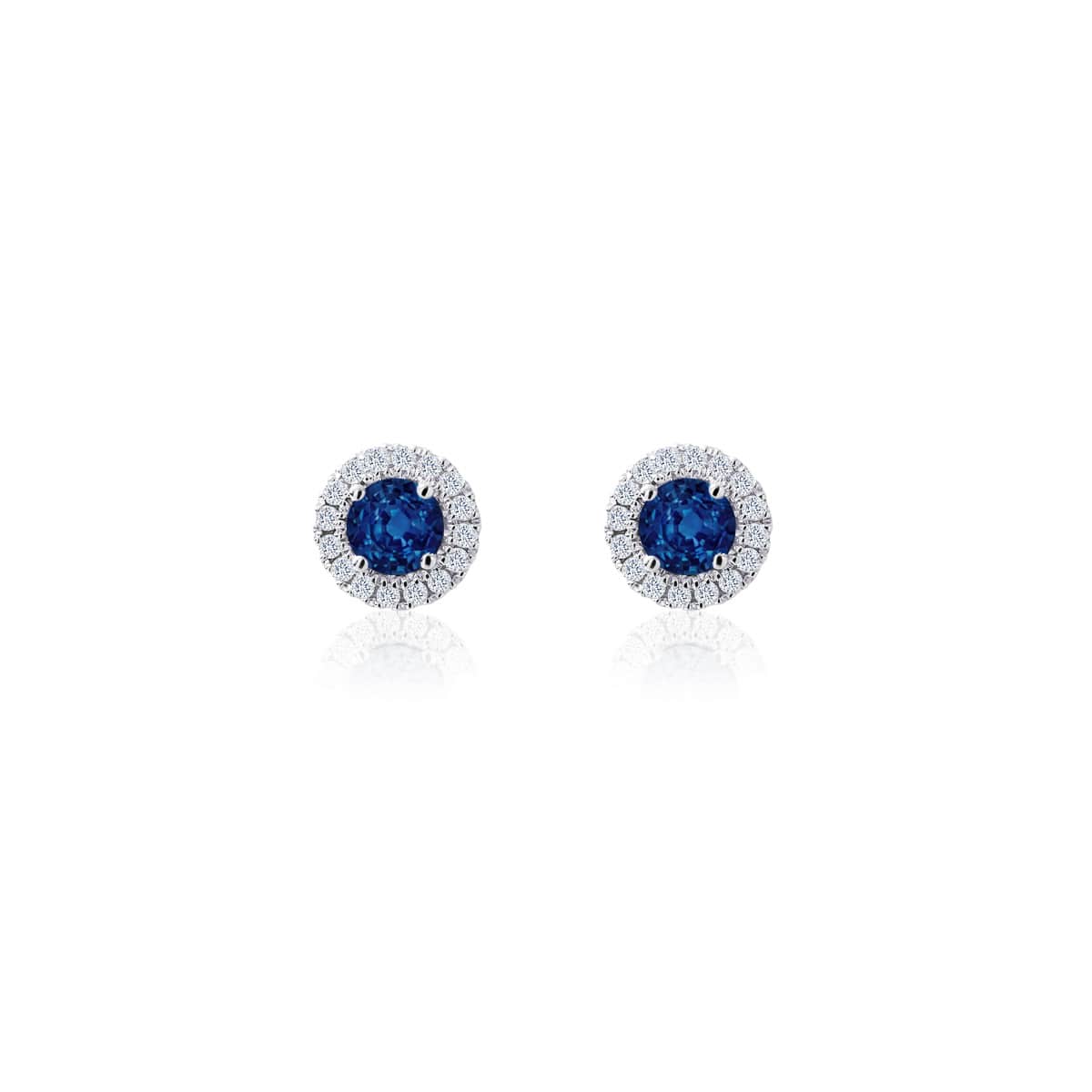 White Gold Ceylon Sapphire Studs with Halo