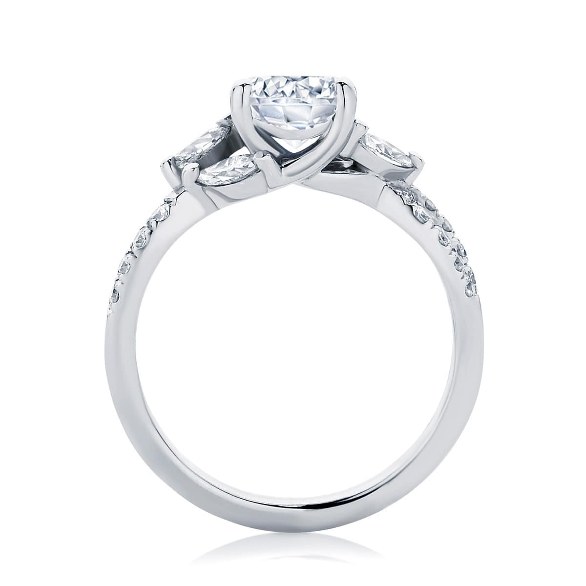 Round Diamond with Side Stones Ring in White Gold | Athena (Diamond)