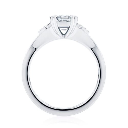 Emerald Diamond with Side Stones Ring in Platinum | Eve (Diamond)