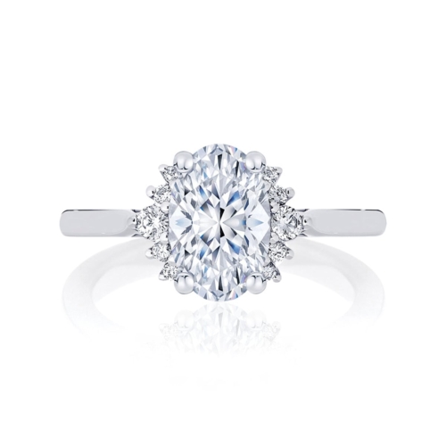 Oval Diamond with Side Stones Ring in White Gold | Nouvelle Lune (Diamond)