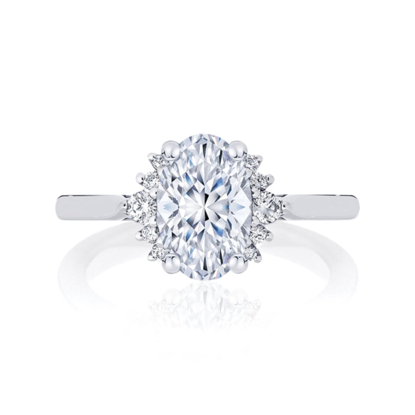 Oval Diamond with Side Stones Ring in White Gold | Nouvelle Lune (Diamond)