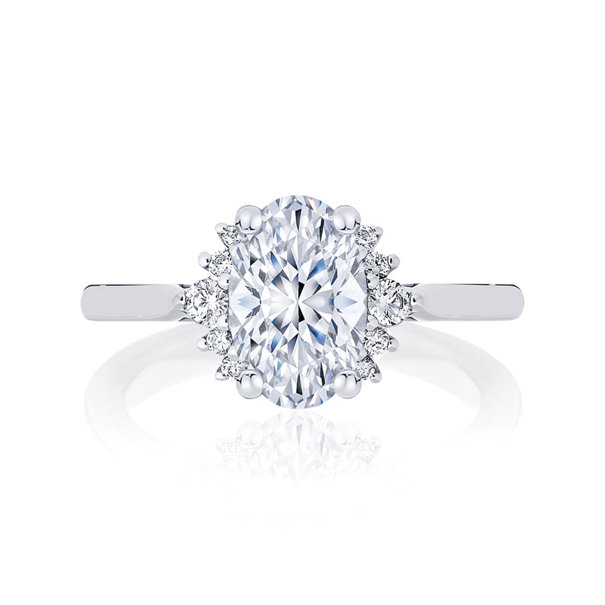 Oval Diamond with Side Stones Ring in White Gold | Nouvelle Lune (Diamond)