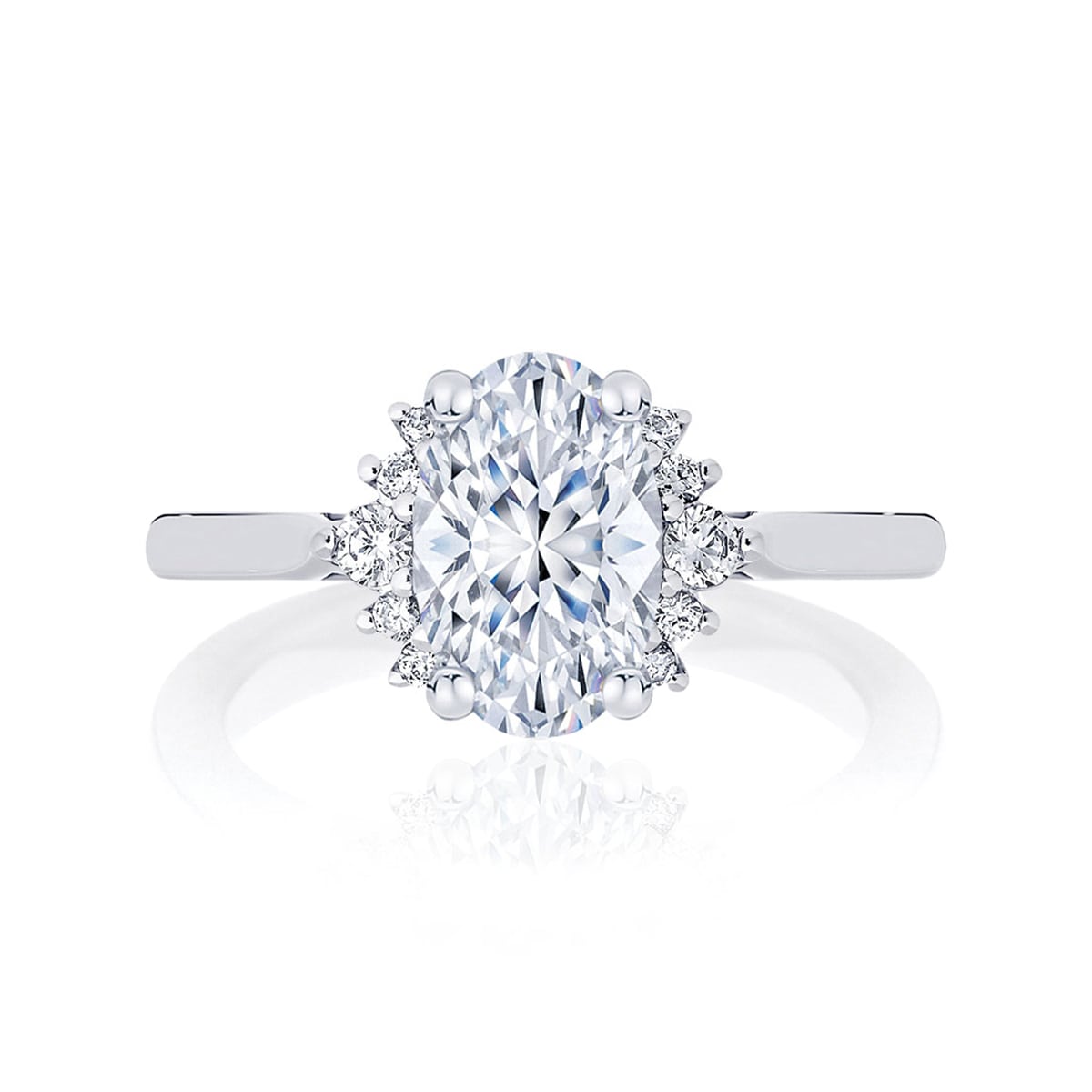Oval Diamond with Side Stones Ring in Platinum | Nouvelle Lune (Diamond)