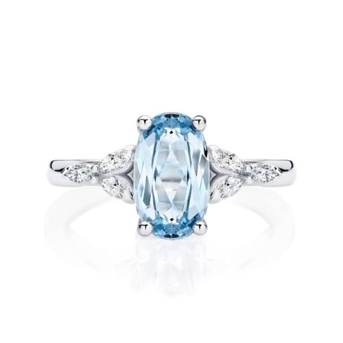 Oval Sapphire with Side Stones Ring in Platinum | Amalfi