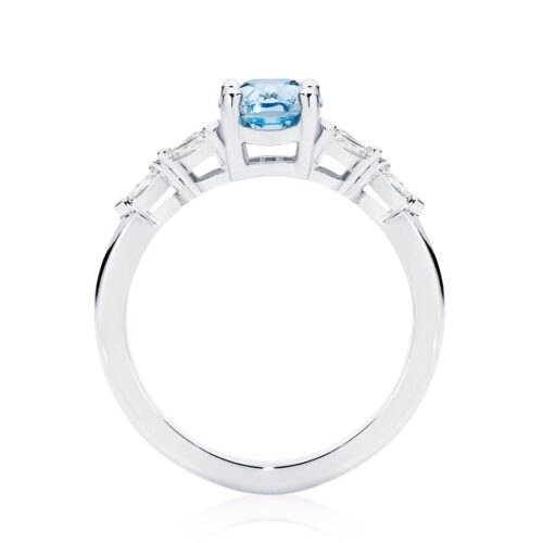 Oval Sapphire with Side Stones Ring in Platinum | Amalfi