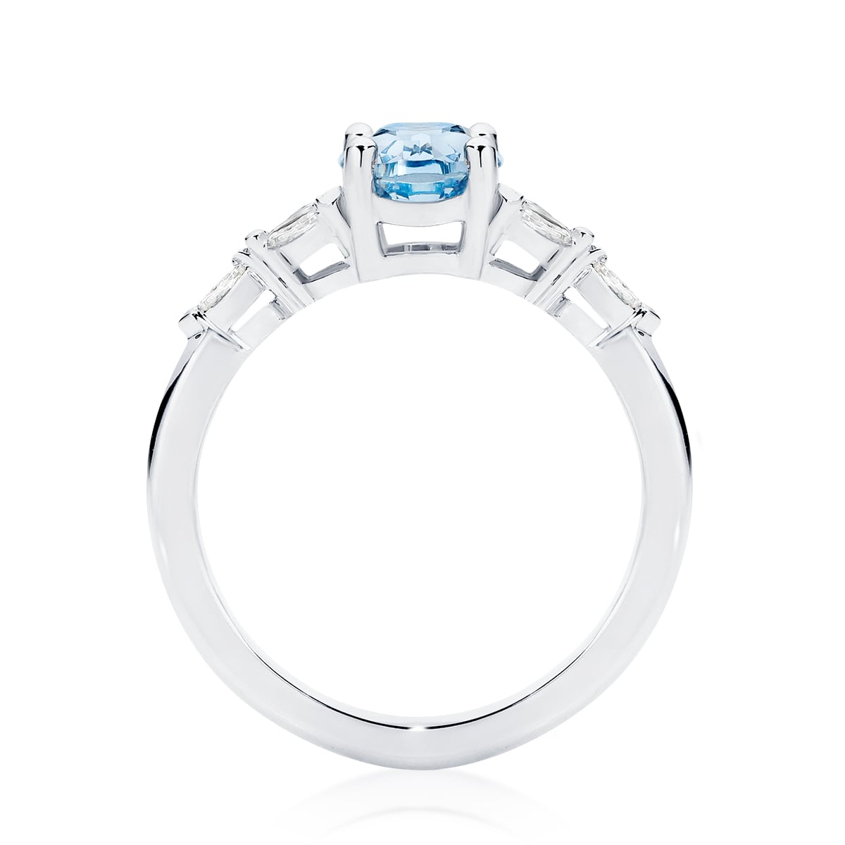 Oval Sapphire with Side Stones Ring in Platinum | Amalfi