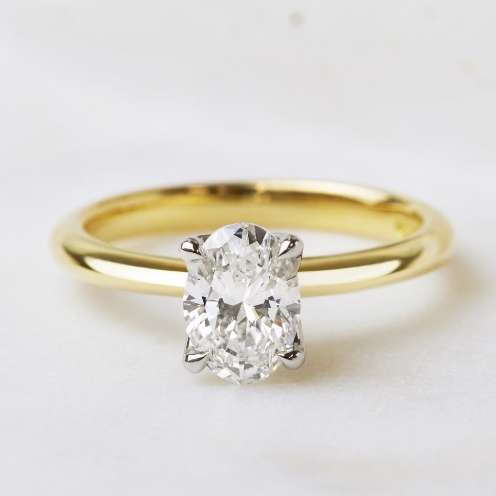 Lab grown oval diamond engagement ring