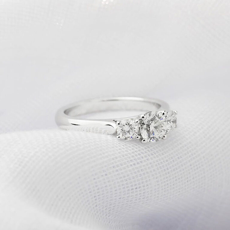 Lab grown diamond round three stone trio engagement ring