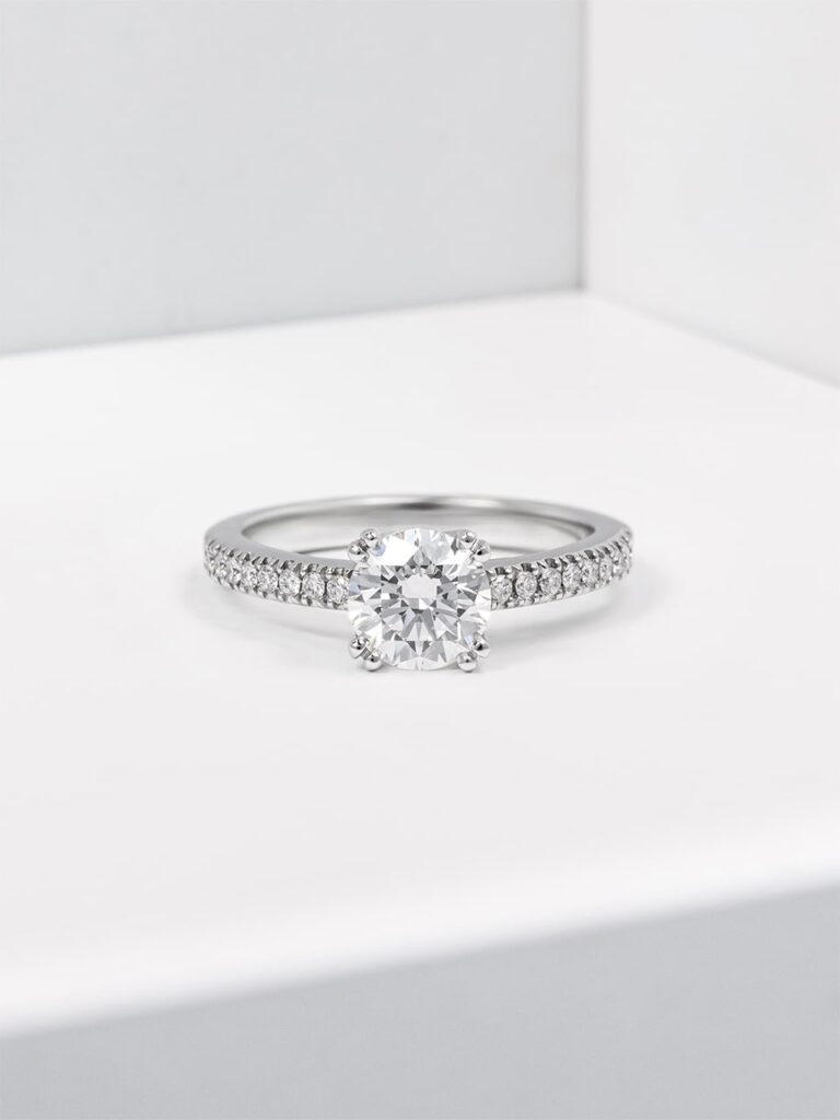 1 Carat Brilliant Cut Lab Grown Diamond Platinum Engagement Ring