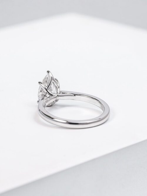Pear Lab Grown Diamond Solitaire White Gold Engagement Ring