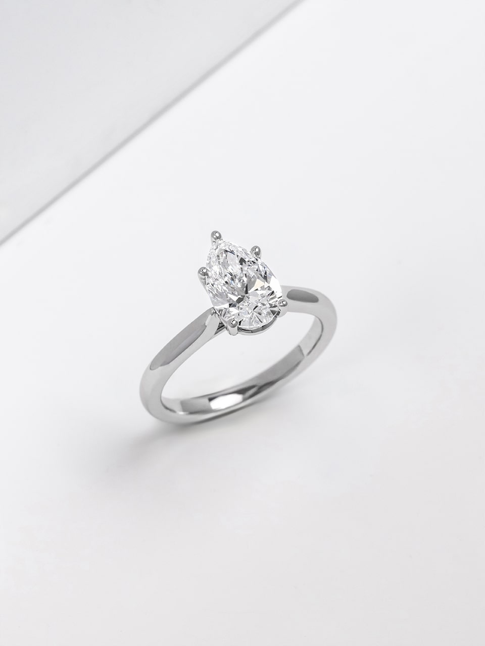 Pear Lab Grown Diamond White Gold Engagement Ring