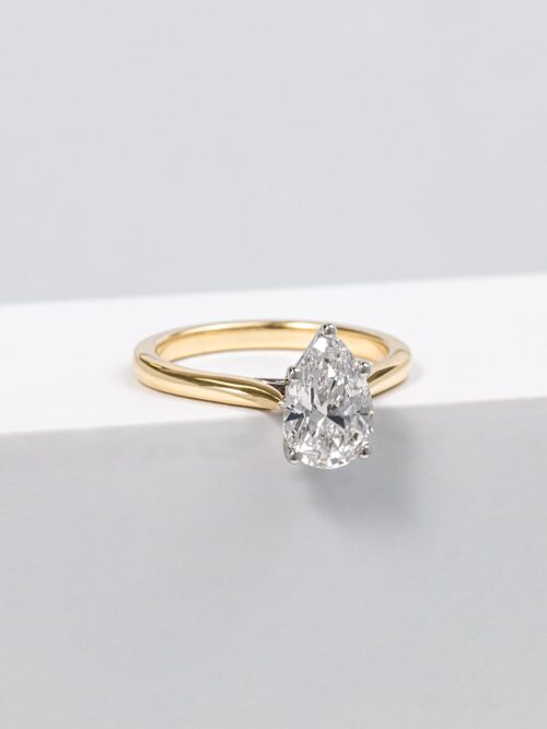 Pear Lab Grown Diamond Yellow Gold Engagement Ring