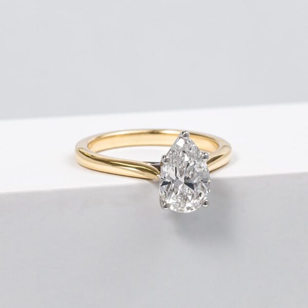 Pear Lab Grown Diamond Yellow Gold Engagement Ring