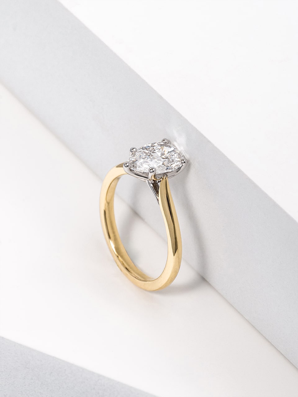 Pear Lab Grown Diamond Yellow Gold Engagement Ring