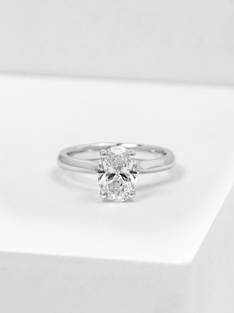 Oval Lab Grown Diamond Solitaire White Gold Engagement Ring