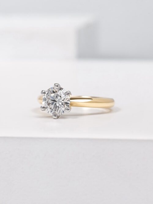 Brilliant Cut Lab Grown Diamond Yellow Gold Engagement Ring