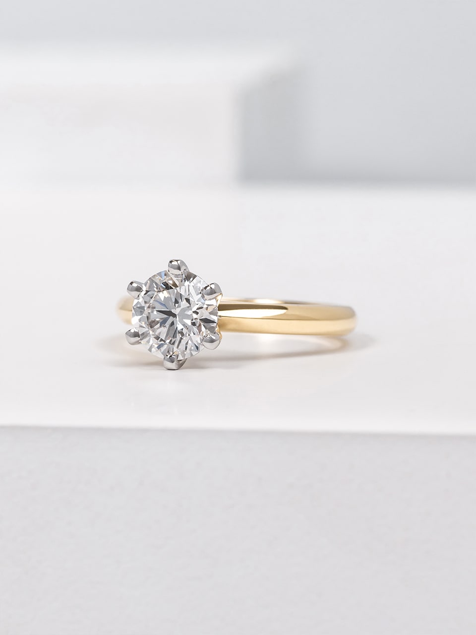 Brilliant Cut Lab Grown Diamond Yellow Gold Engagement Ring