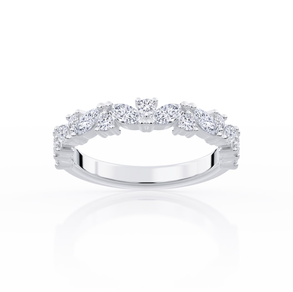 Marquise and round diamond wedding ring
