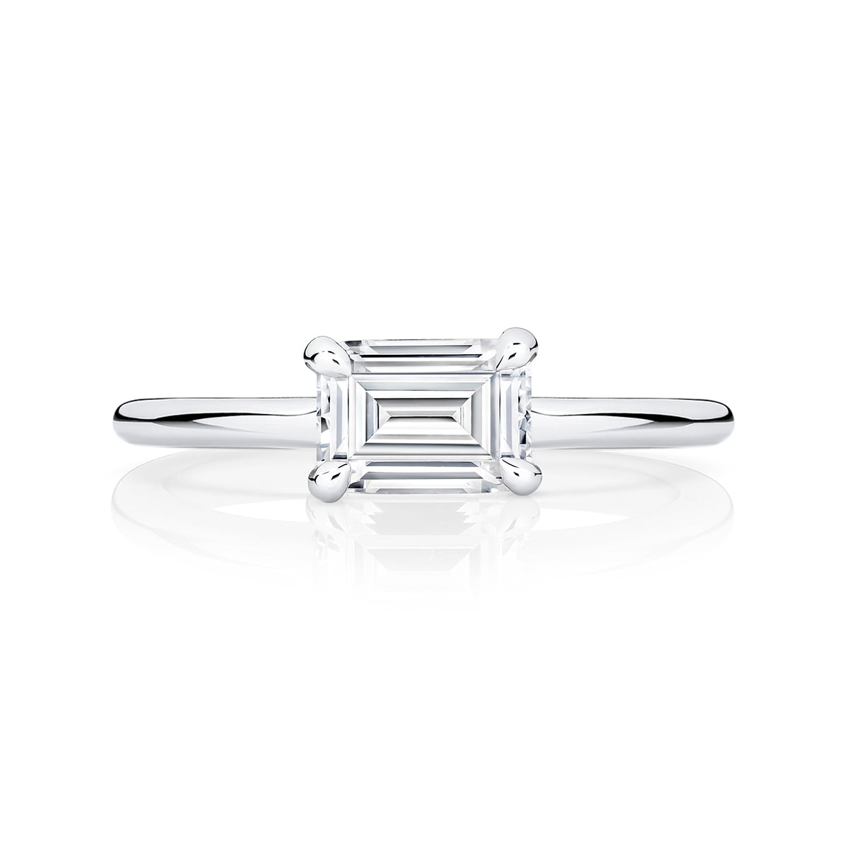 Emerald Diamond Solitaire Ring in Platinum | Juniper