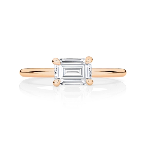 Emerald Diamond Solitaire Ring in Rose Gold | Juniper