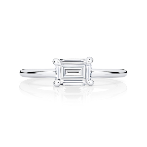 Emerald Diamond Solitaire Ring in White Gold | Juniper