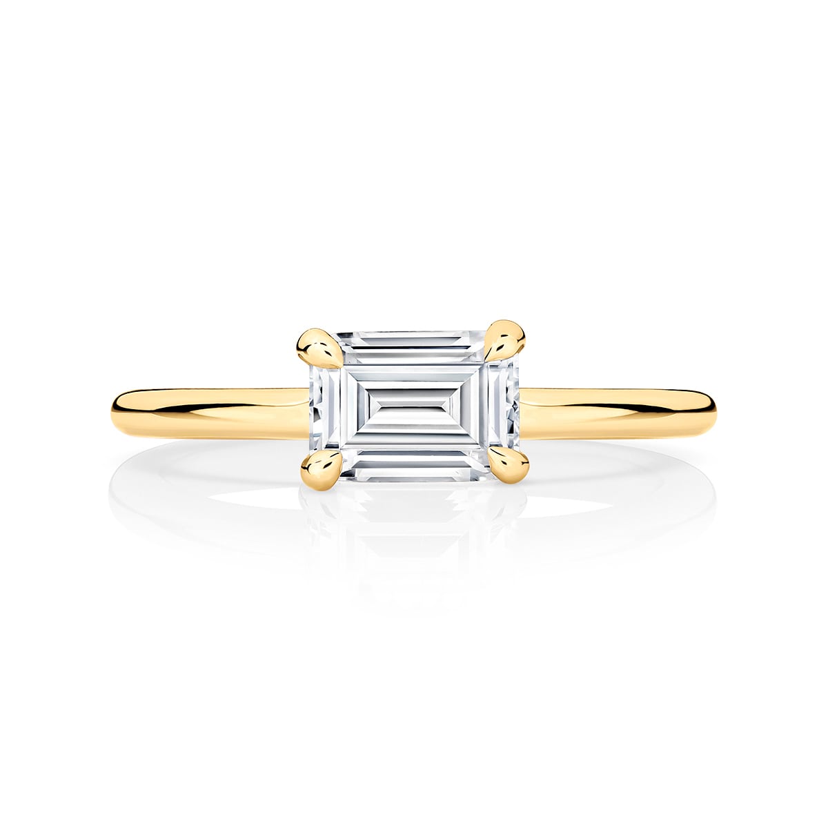 Emerald Diamond Solitaire Ring in Yellow Gold | Juniper