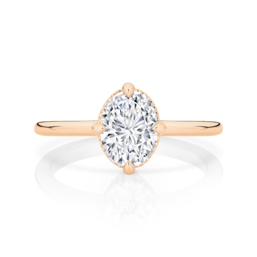 Oval Diamond Solitaire Ring in Rose Gold | Meridian