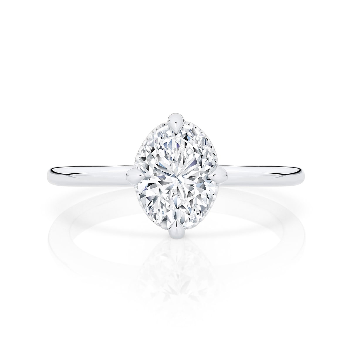 Oval Diamond Solitaire Ring in White Gold | Meridian