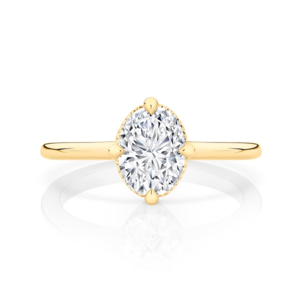 Oval Diamond Solitaire Ring in Yellow Gold | Meridian