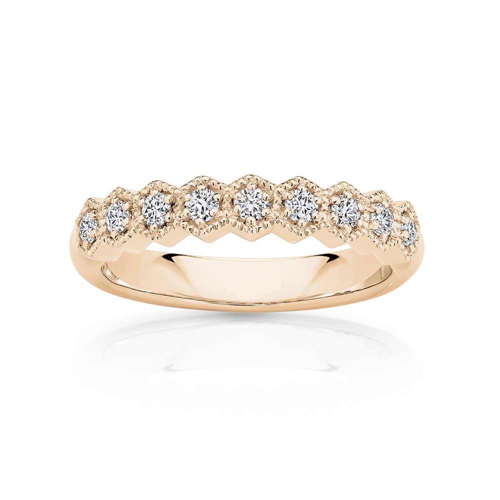 Diamond Vintage Wedding Ring in Rose Gold | Alix