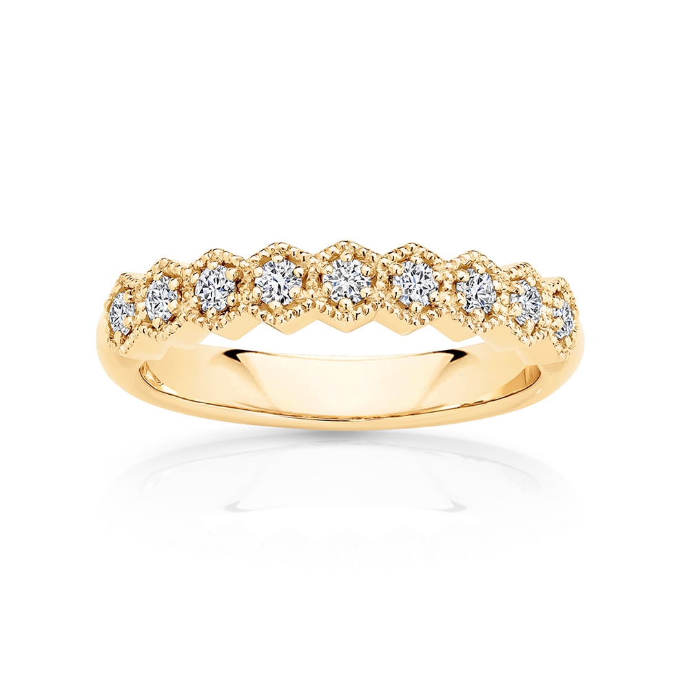 Diamond Vintage Wedding Ring in Yellow Gold | Alix